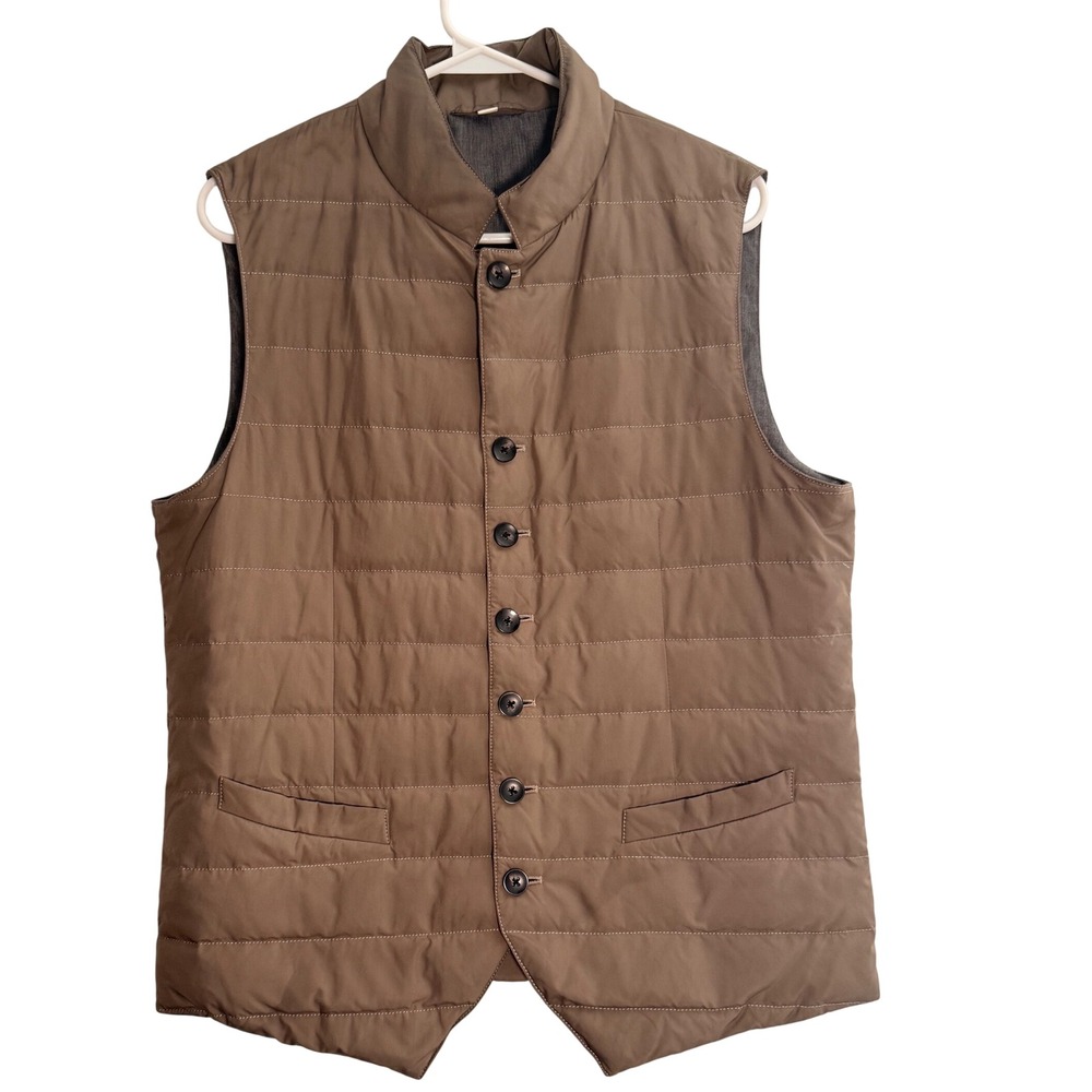 Suitsupply Padded Waistcoat Mens XS/S Brown Down Vest Tech Olmetex Quilted